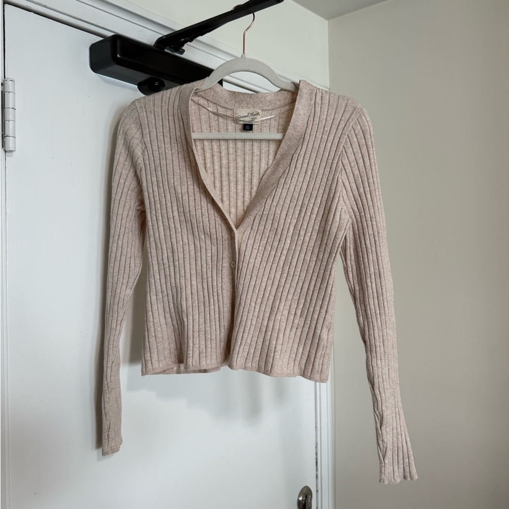Universal Thread Light Beige Ribbed Cardigan